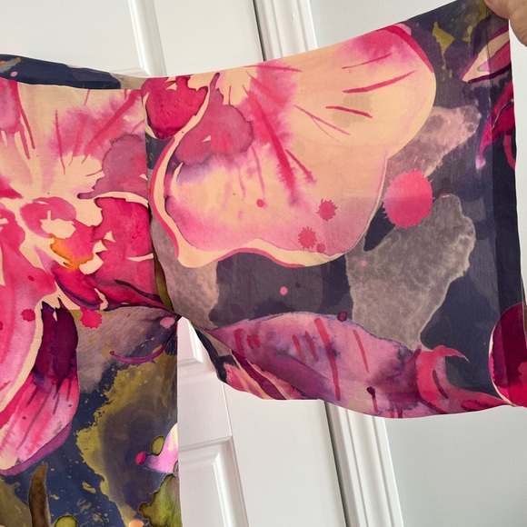 Powder Orchid and Iris Kimono Jacket Cover Up Bohemian Artsy One Size NWT - Picture 6 of 15